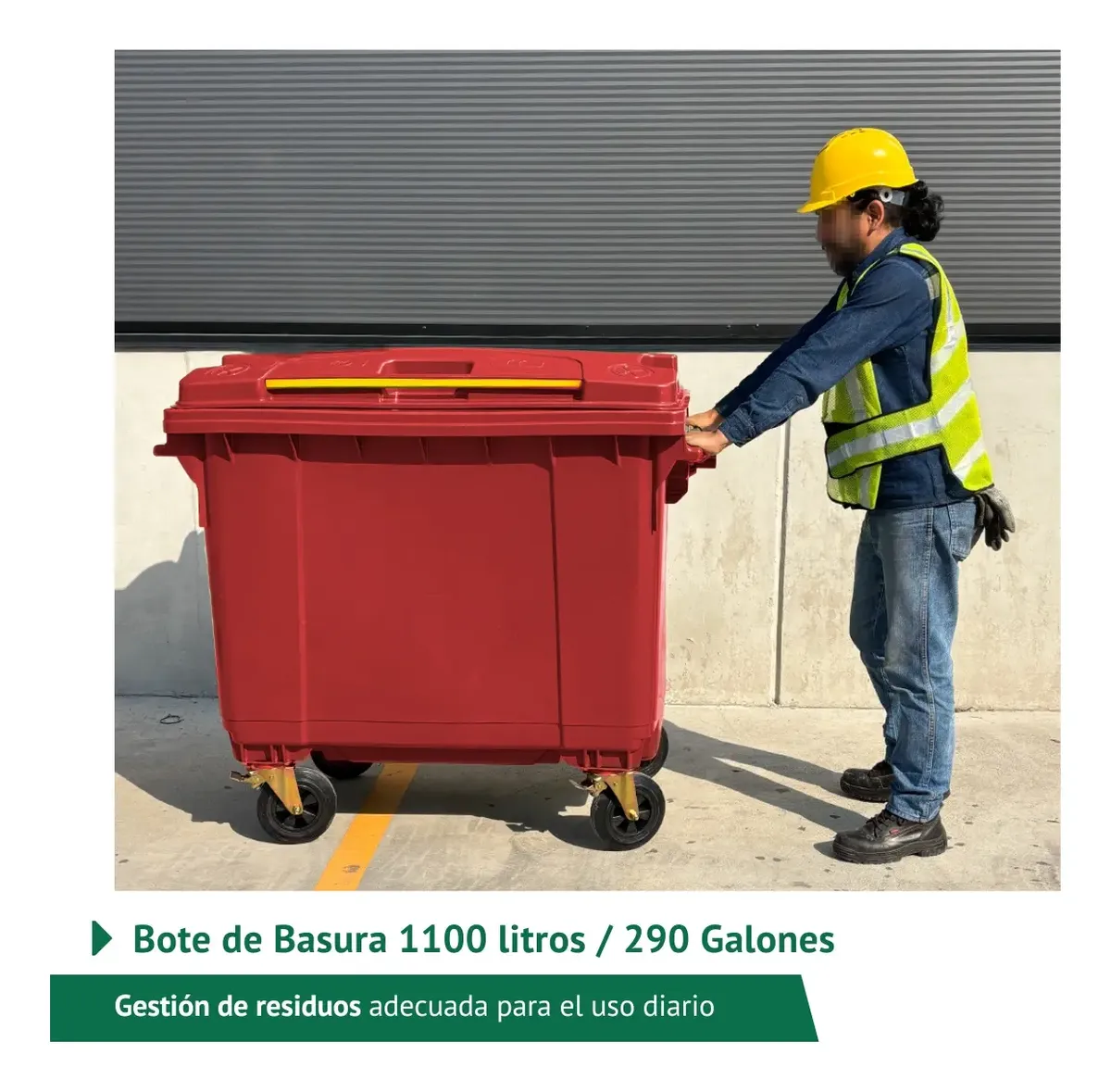Contenedor 1100 litros rojo - vista alternativa