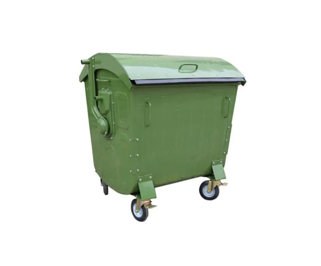 Contenedor de basura de acero galvanizado 1100 litros - vista frontal